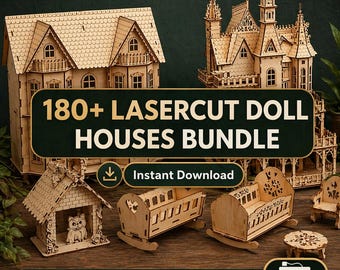 180+ Dollhouse Laser Cut Bundle | Miniature Furniture, SVG, DXF (Digital Download)