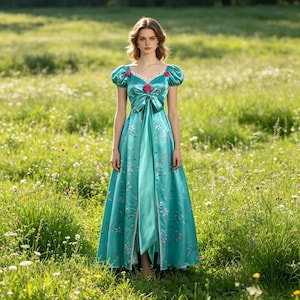 emerald green dress for funeral Gothic Emerald Green Off-Shoulder Ball Gown With Cinched Waist main image 1