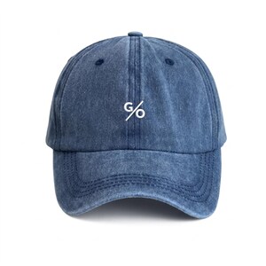 GO Letter Embroidered Washed Hat, Minimal Vintage Distressed Unisex Baseball Cap
