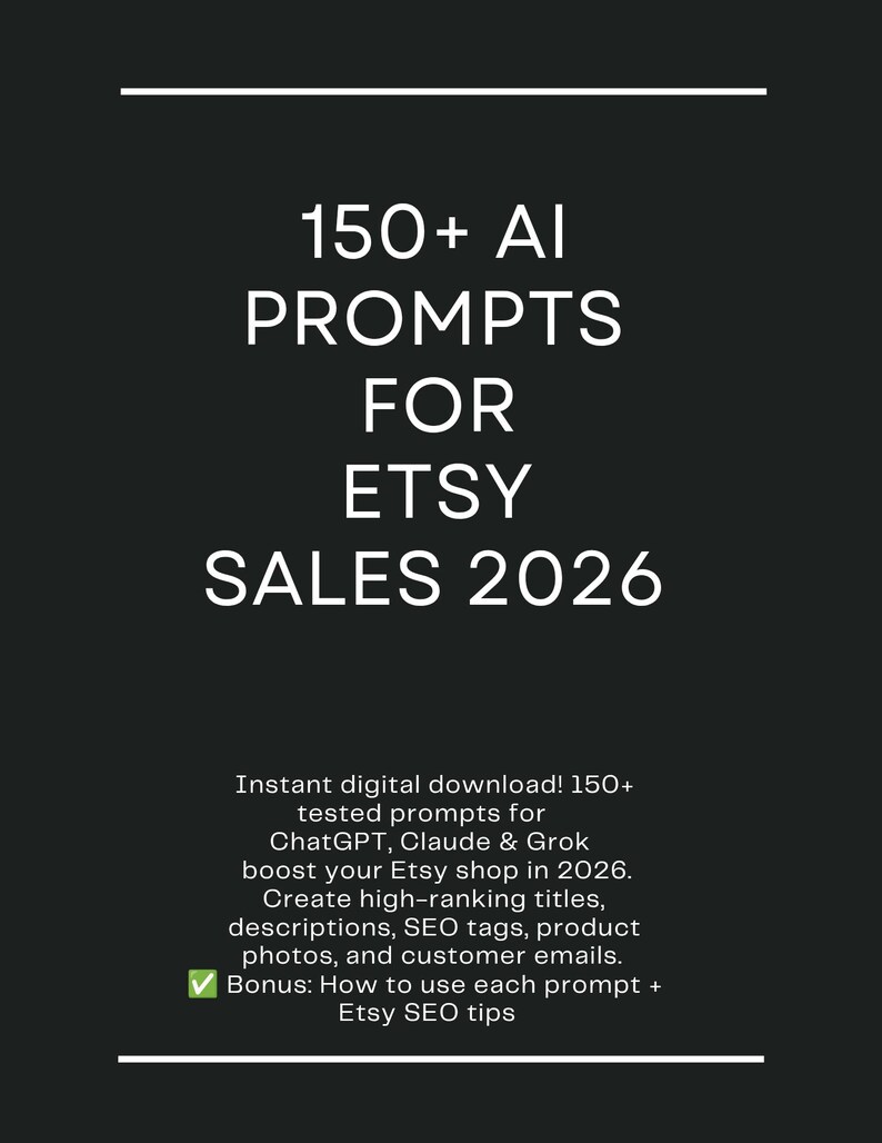 150+ AI Prompts for Etsy Sellers 2026 – Optimize Listings, SEO & Sales image 3