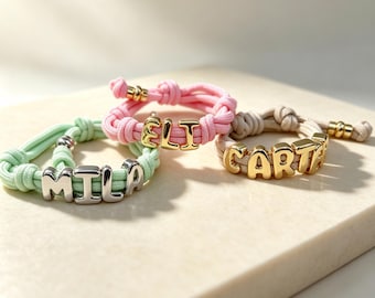 Pulsera con letra personalizada, pulsera con inicial personalizada, pulsera de cuerda con letras de burbujas, regalo de joyería hecha a mano para amigos, parejas y familiares.