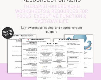 ADHD Toolkit Bundle | ADHD Worksheets for Teens & Adults | Executive Function, Focus, Organization And Study Skills | Therapy Printable PDF