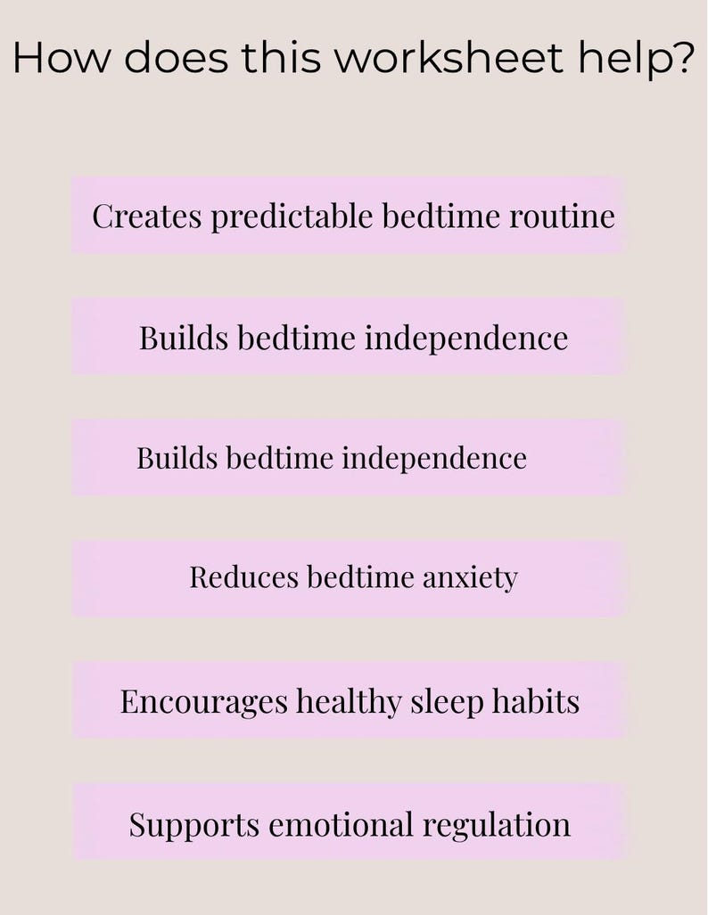 Kids Bedtime Routine Planner for Anxiety | Therapist Created Parent ...