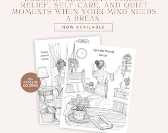 Burnout Recovery Coloring Book for Adults | Cozy Self-Care Stress Relief (Digital Download)