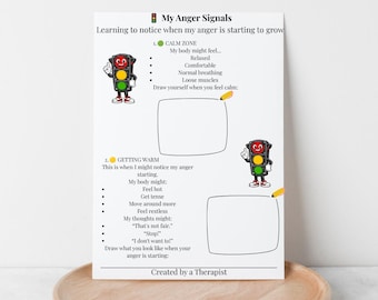 Kids Anger Signals & Emotional Regulation Worksheet | Anger Warning Signs | Anger Management Coping Skills PDF