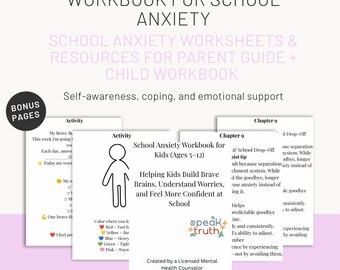 School Anxiety Toolkit for Kids | School Anxiety Worksheets & Parent Guide | School Refusal, Coping Skills And Confidence Printable Bundle