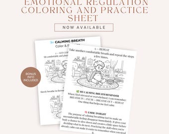 Calming Breath Coloring Sheet for Kids | Breathing Exercise & Coping Skills Printable | Emotional Regulation Activity | Calm Down Tool PDF