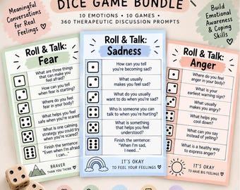 Emotions Dice Game for Kids | Therapy And Counseling Game | Feelings, Coping Skills & Emotional Regulation Activity | Printable SEL Game