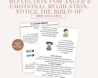 Calming Breathing Exercise for Kids | Deep Breathing Coping Skills Worksheet | Emotional Regulation Printable | Calm Down Tool PDF