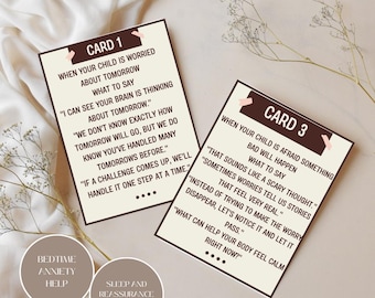 Cartes apaisantes pour enfants contre l'anxiété au coucher | Scripts imprimables pour favoriser le sommeil (Téléchargement PDF)