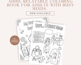 ADHD Coloring Book for Adults | Brain Break & Stress Relief Coloring Pages | Funny Neurodivergent Printable Digital Download