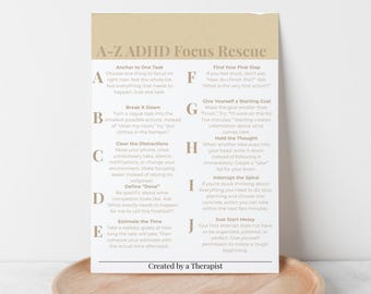 ADHD Focus Rescue Printable | ADHD Executive Function Worksheet | Task Initiation, Focus & Productivity | ADHD Therapy Resource