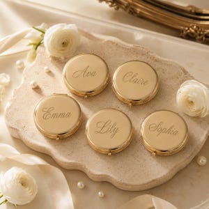 Personalized Bridesmaid Proposal Gift, Engraved Compact Mirror, Name Pocket Mirror, Maid of Honor Gift, Wedding Party Favors Bulk image 8