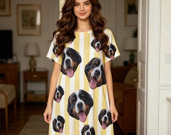 Pijama con foto personalizada, ropa de dormir con foto personalizada, camisón divertido para mascotas, regalo de cumpleaños, regalo del Día de la Madre
