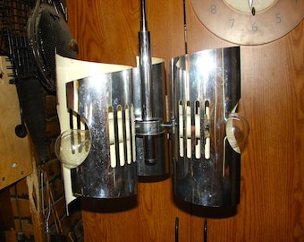 Awesome Mid Century Modern Sciolari Sonneman Reggiani Era Chrome 3 Light Hanging Chandelier Light Fixture ~ FREE SHIPPING!