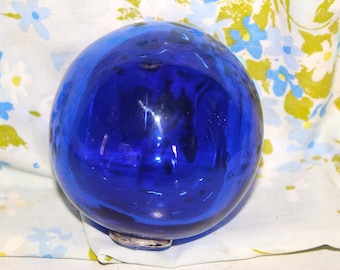 Beautiful Vintage Handblown Blue Glass Orb Perfect for Decoration ~ Free Shipping