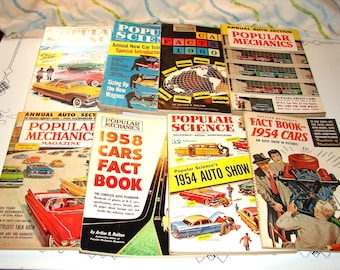 Nice Vintage Lot of 8 Popular Mechanics and Popular Science Magazine Books ~ 1954 to 1960 ~ FREE SHIPPING