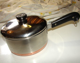 Nice Vintage Revere Ware Patent Process Copper Bottom Stainless 1.5Qt Saucepan ~ Free Shipping