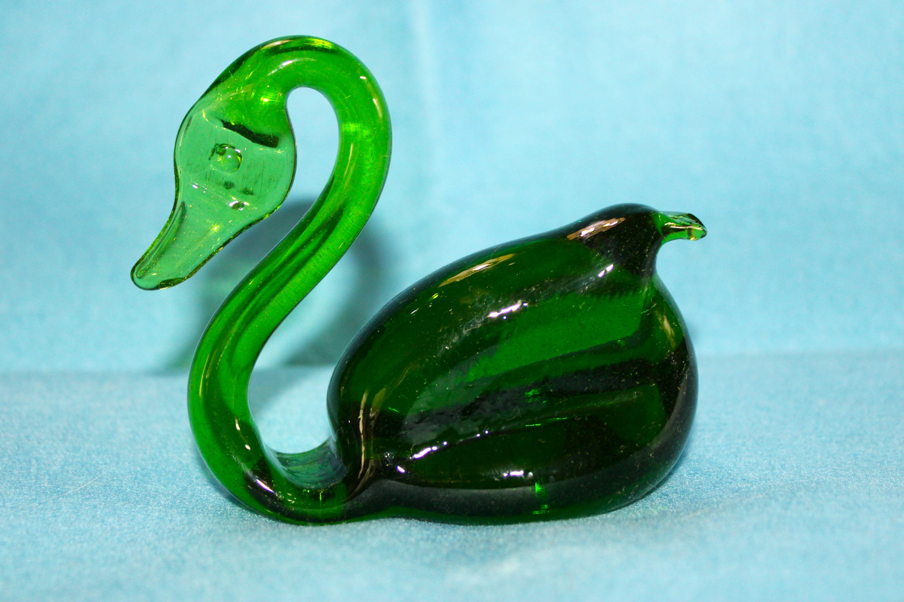 Uranium Glass Swan - Etsy