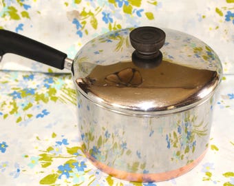 Nice Vintage Revere Ware China Copper Bottom Stainless Steel 3 Qt Saucepan with Lid in Great Condition ~ Free Shipping