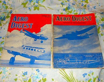 Vintage Lot of 2 Aero Digest Aviation Engineering Magazines ~ December 1935 and September 1937 ~ Free Shipping