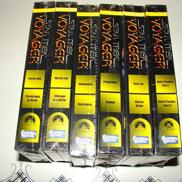 Vintage Lot of 6 Sealed NOS Unopened Star Trek Voyager VHS Tapes in Original Wrap All For One Money ~ Free Shipping