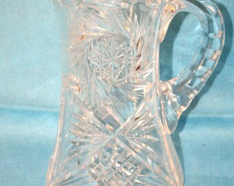 Beautiful Antique American Brilliant Period Pinwheel Cut Glass Lead Crystal Pitcher ~ Free Shipping