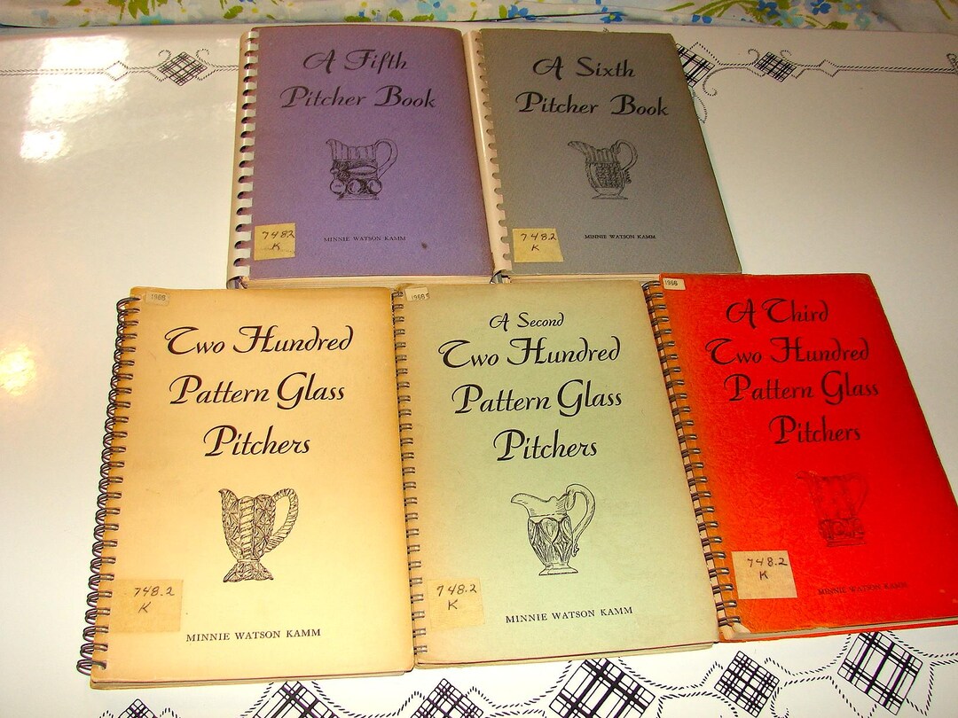 Nice Vintage Lot of 5 Glass Pitcher Books ~ Two Hundred Pattern Glass ...