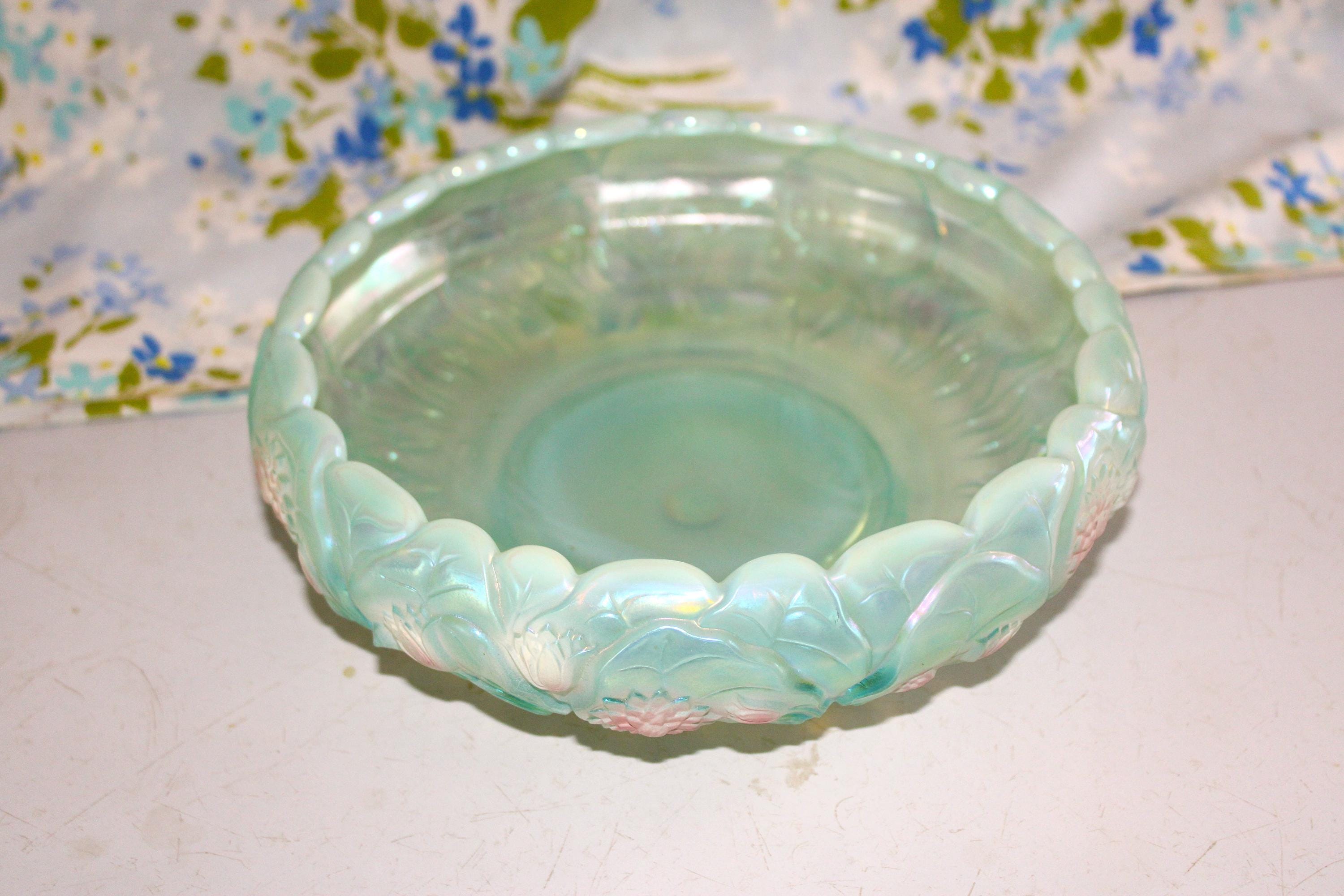 FENTON 花柄 カスタードサテンガラス 2つセット 1匹耳負傷 Fenton 95th - Etsy