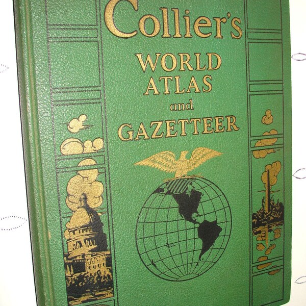 Nice Vintage Collier's World Atlas and Gazetteer Book Pre-War 1941 ~ Free Shipping