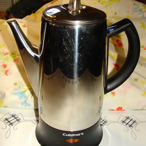 Vintage Cuisinart Stainless Electric Coffee Percolator Model PRC-12 with Cord ~ Tested and Working ~ Free Shipping