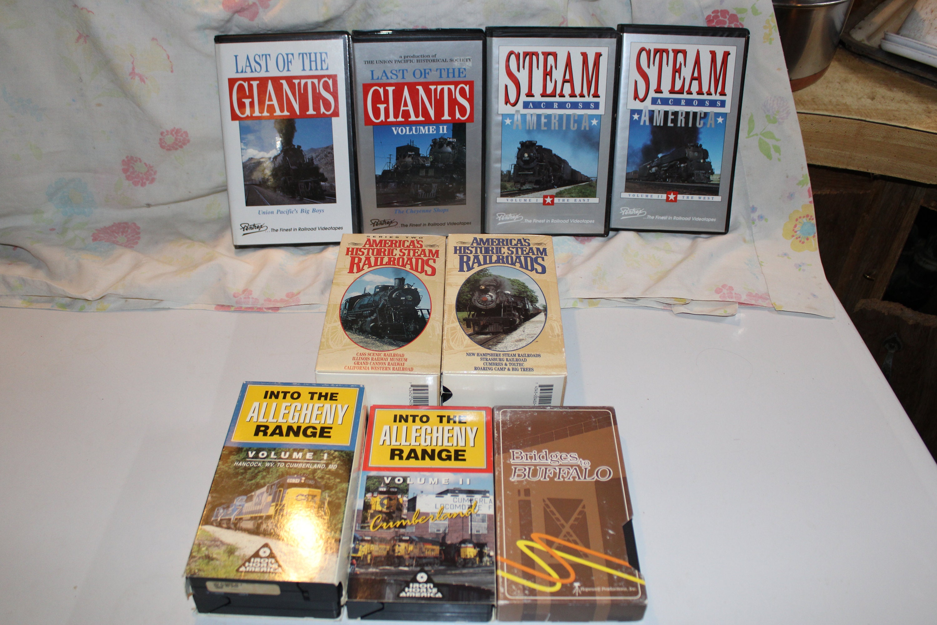 Nice Vintage Lot of 9 Railroad Steam Locomotive VHS Tapes  