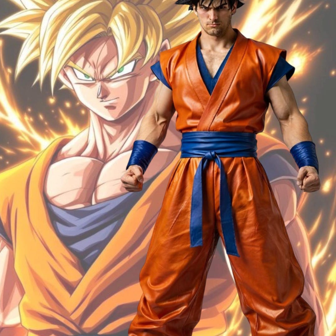 Anime Inspired Leather Martial Arts Costume, Orange Fighter Uniform Set ...