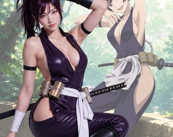Anime Inspired Female Ninja Costume, Purple Kunoichi Bodysuit, Cosplay Jumpsuit, Shinobi Warrior Outfit, Convention Costume