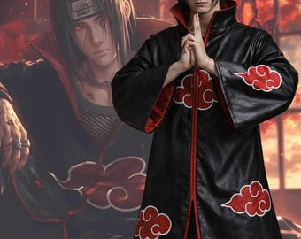 Abrigo tipo capa de nube negra de anime, chaqueta de piel sintética de nube roja, disfraz de cosplay unisex