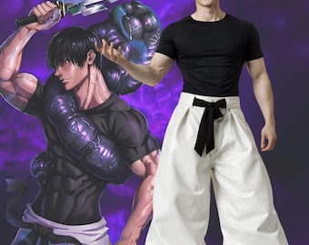 Pantalones hakama de cuero blanco inspirados en el anime, pantalones holgados estilo samurái, ropa urbana para cosplay.