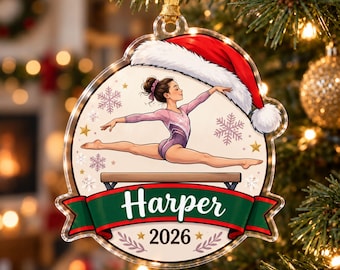 Ornement de Noël personnalisé pour fille, motif sportif, nom et année, souvenir en acrylique, 18 modèles d'athlètes, cadeau de Noël pour votre fille