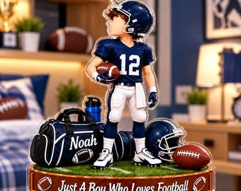 Personalized Sports Ornament for Boys, Just a Boy Who Loves Baseball Football Hockey Soccer Basketball, Custom Name Gift