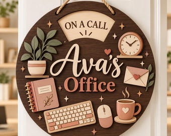 Personalized Wooden Office Door Sign, Custom Name Do Not Disturb Plaque, Home Office Decor