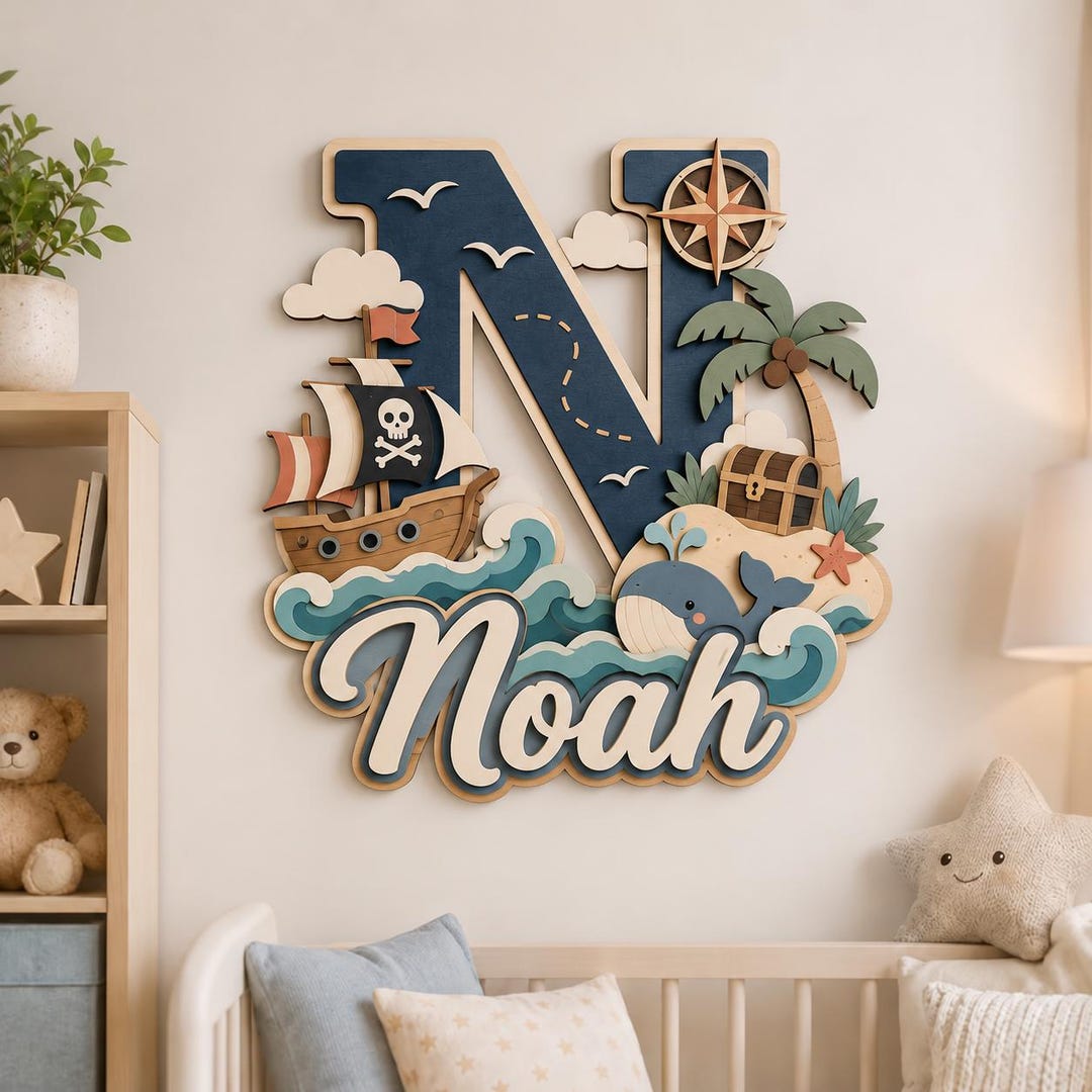 Personalized Name Sign Nursery Decor, Custom Wooden Initial Monogram ...