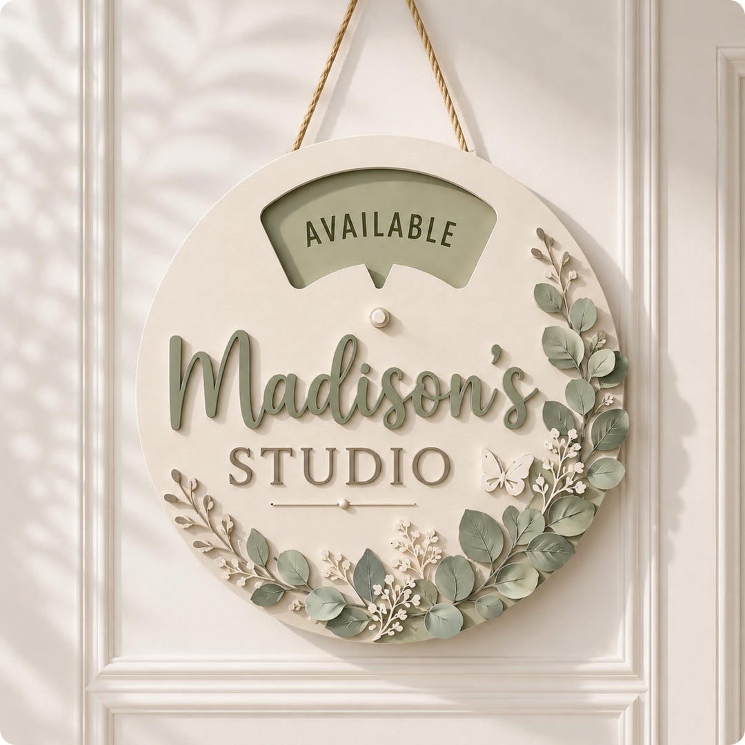 Personalized Office Status Spinner Sign, Custom Studio Door Hanger ...