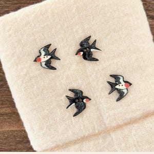 SHUY QI | Handmade Ceramic Swallow Button | Bird Atlas Collection | Flying Swallow Pottery Button | Sewing | Junk Journal | Cottagecore Gift