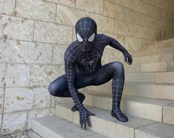 ブラックアラクニッドスーツ：全身スパンデックス製ウェブクローラーコスチューム、コミックコンベンションウェア