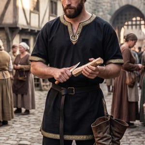 Túnica Medieval Masculina, Camisa de Guerreiro Viking, Top para Fantasia de Feira Renascentista, Túnica de Fantasia LARP, Camisa de Cosplay de Cavaleiro Pirata