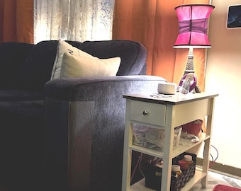 Narrow Side Table with Drawer and Shelf for Living Room Small Spaces