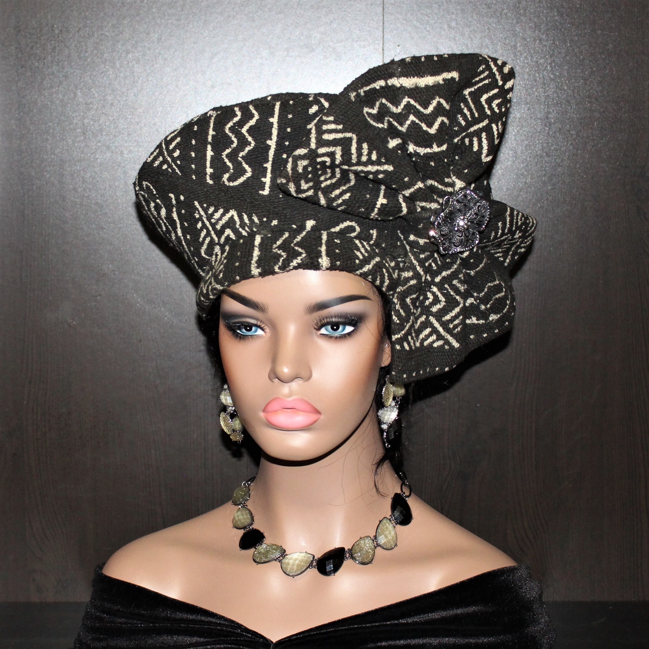 Mudcloth Hat Zulu Hat African Hat Made from Authentic Mudcloth Etsy