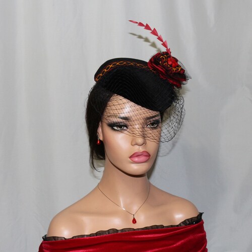 Cocktail hat/Fascinator/Derby hat/special occasion hat shops - Cameroon Atoghu /Black Velvet Fabric