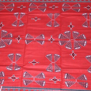Atoghu fabric Bamenda print | Cameroon  fabric print - red, black , white (Sold by the yard)