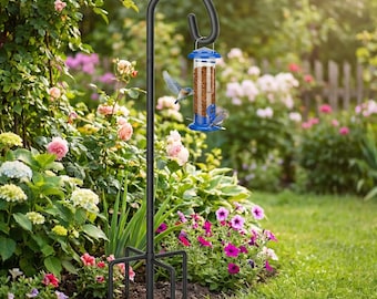76" Heavy Duty Shepherd Hook Set of 2, 5-Prong Stable Base Bird Feeder Pole, Thick Metal Hanger for Plants, Lanterns & Garden Decor