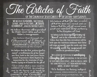 DIGITAL ART - The Articles of Faith- I am a child of God, Lds Art Print, lds chalk art, lds home decor, lds printables, lds wall art,primary